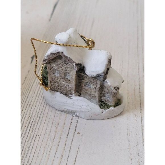 Mini Snowed house winter wreath pine tree ornament Xmas decor - Picture 4 of 6